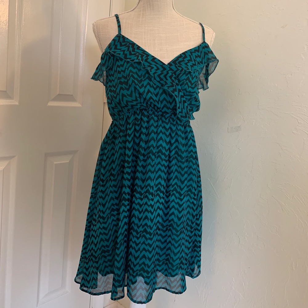 Turquoise and black spaghetti strap dress size M